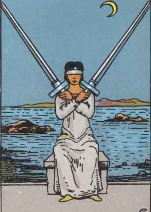 The Moon and the Two of Swords in Tarot